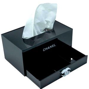 Chanel Black Tissue Box & Organizer Drawer